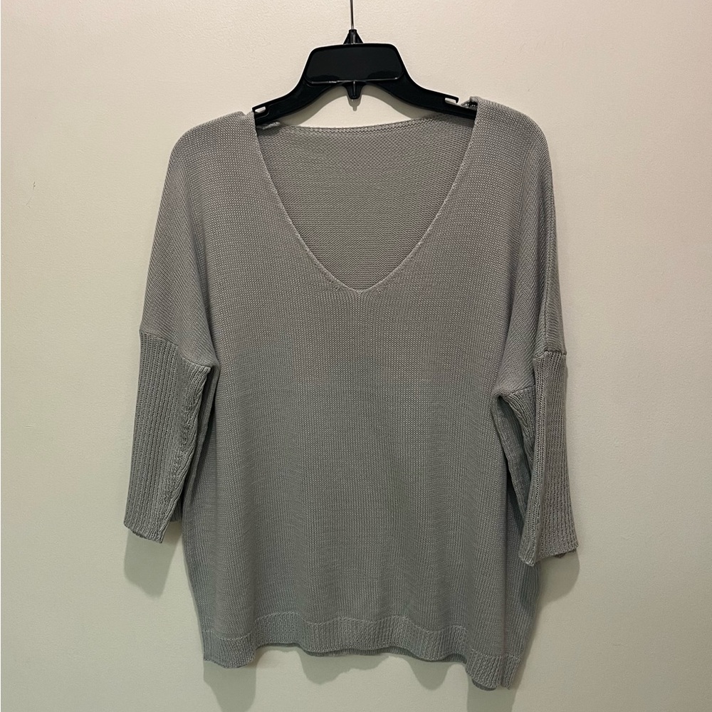 2 Cozy Pullover V Neck Knit Sweaters - Medium Royal Blue and Light Grey - 4X - Picture 3 of 6